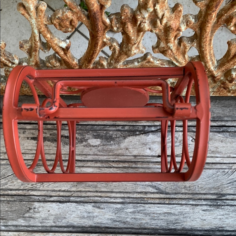 Red Farmhouse Wrought Iron Wine Rack - Picture 13 of 14